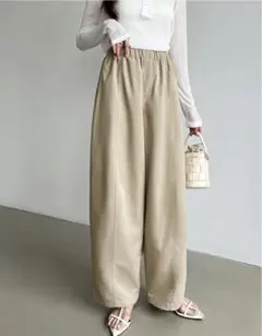 新品COCOMOMO ココモモ バレルレッグパンツ ライトブラウン L