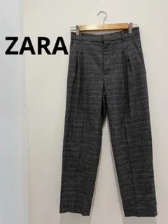 ZARA チェック柄カジュアルパンツ グレー系