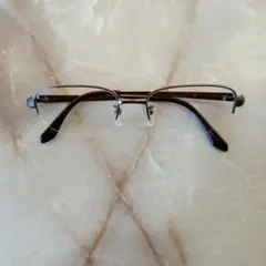 ブラウンメタルフレーム メガネ レンズなし