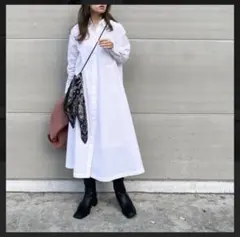 新品　ユニクロ　コットンAライン シャツワンピース　S