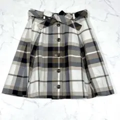 美品✨ブルーレーベルクレストブリッジ フレアスカート チェック リボンベルト