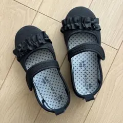 Conoco ブラック フリル付きフォーマルシューズ バレエシューズ　ローファー