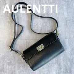 美品⭐️AULENTTI オウレンティ　ショルダーバッグ　黒　本革　シボ革