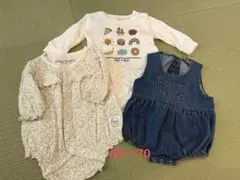 値下げ！700円へ！まとめ売り60 70 80ベビーロンパース　3点バースデイ