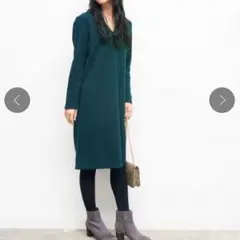 裏起毛 ひざ丈ワンピース