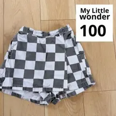 マイリトルワンダー　100 チェッカーフラッグ柄 ラップショートパンツ