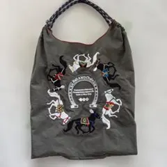 【ball&chain】馬刺繍 グレーエコバッグ