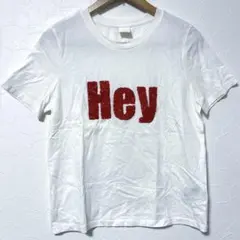 ⭐️即日発送⭐️ H&M 半袖 Tシャツ ホワイト Hey ロゴ スパンコールのサムネイル