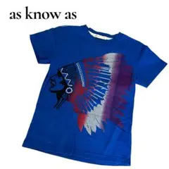 アズノーアズ　インディアンヘッドプリント Tシャツ 青　コンパクトTシャツのサムネイル