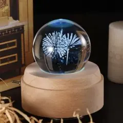 オルゴール クリスタルボール 花火 LEDライト USB給電 インテリア 癒し