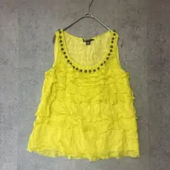 DKNY シルキーフリルティアードトップス タンクトップ 2 S シルク100%のサムネイル