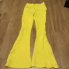 X-GIRL イエローフレアパンツ サイドボタン付き