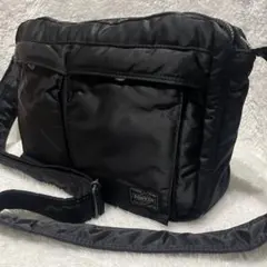 【美品】PORTER ポータータンカー 2層式 ショルダーバッグ Ｌ黒ブラック