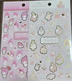 キャンドゥ 箔押しシール マイメロ マロンクリーム 2枚セット