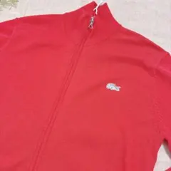 LACOSTE レッド ニット フルジップ