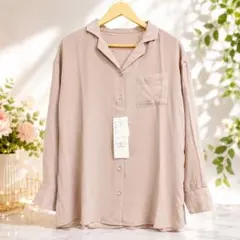 新品》神戸レタス とろみシャツ 長袖 くすみピンク ベージュ M レディースのサムネイル