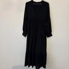♡ZARA♡黒ティアードロングワンピース♡XS♡