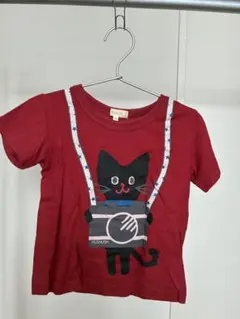 HUSHUSH キッズ Tシャツ レッド 猫 カメラ柄のサムネイル