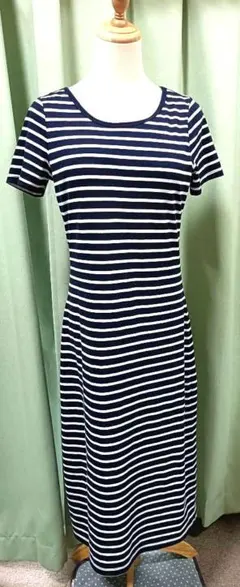 ショコラフィネローブ　ボーダーロングワンピース 半袖