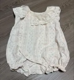 赤ちゃんロンパース女の子50-60cmナチュラルオーガニックコットンレース半袖