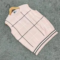FILA フィラ✨ニットベスト✨ ベスト ピンク チェック柄 M 良品のサムネイル