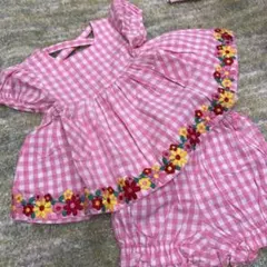 メゾピアノ　ギンガムチェック　セットアップ　90