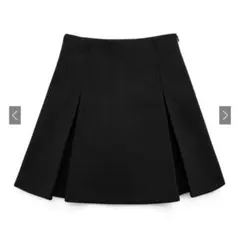 grl mei41 インパン裏地付ボックスプリーツフレアミニスカート　ブラック