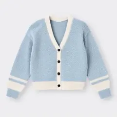 バイカラーVネックカーディガン(長袖) Sサイズ