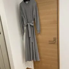 Rothmans グレー 長袖ニットワンピース