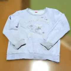 mezzo piano くまアップリケ 刺繍 トレーナー ラベンダー150