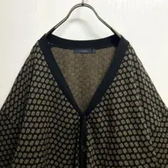 RAGEBLUE 小紋柄 総柄 レトロデザイン カーディガン ニット セーター