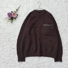 ニコアンド 長袖ニット セーター ゆったり シンプル 胸ポケット 茶色 M