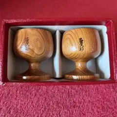 バ*ラ様 屋久杉製ワイングラス2個セット
