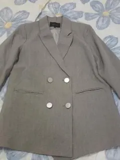 グレー ダブルブレスト ビジネスジャケット