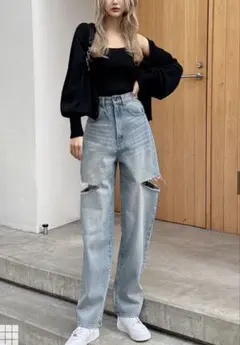 Nail ange様専用GRL スリットデニムワイドパンツ[cu420]Mサイズ