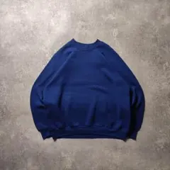 90sUSA製FRUITOFTHELOOM無地スウェットトレーナーネイビー短丈L