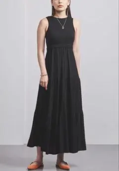 ユナイテッドアローズ RY/PU テレコジャージー ワンピース　ブラック