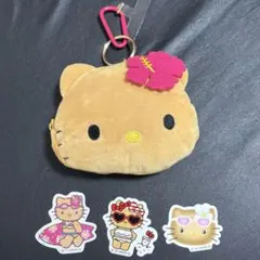 Sweet付録　ハローキティ ぬいぐるみポーチチャーム&ステッカー3枚セット