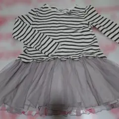 anyFAM ボーダーカットソー　チュール　レース　サイズ150 リボン