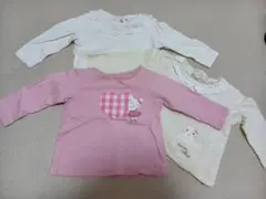 ピンク ハート柄 長袖Tシャツ 80センチ　クーラクール