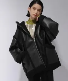 HARE　リバーシブルレザーボアブルゾン　黒　FREE　ブルゾン　レザー