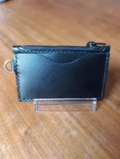 手縫い牛革ブラックレザーコインケースカードケースフラグメントケース