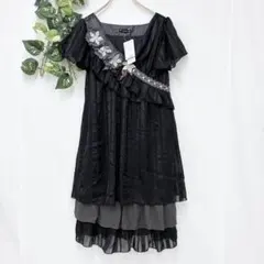 タグ付き✨ アクシーズファム ワンピース フラワー レース フリル フェミニン