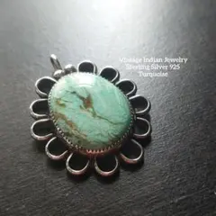 刻印　ヴィンテージターコイズネックレス　シルバー925　インディアンジュエリー