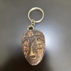 木彫り 仮面モチーフ キーホルダー