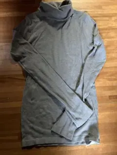 ユニクロ　ヒートテックエクストラ　タートルネック長袖トップス L グレー　リブ