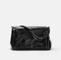 ZARA ロック フラップショルダーバッグ ブラックのサムネイル
