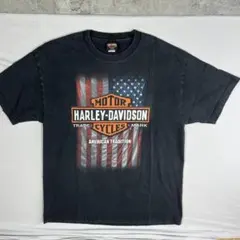 USA製 XL 00s ハーレーダビッドソン Tシャツ 星条旗 VF製 黒 | Mercari