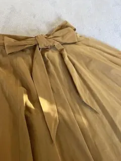 SENSE OF PLACE リボン付きフレアスカート 38 マスタード