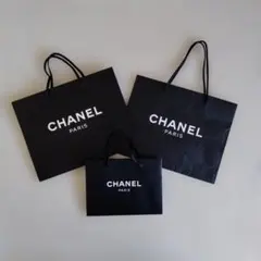CHANEL ショップ袋 黒　シャネルショッパー　3枚セット